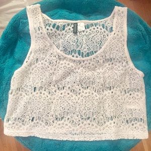 H&M White crochet style crop top